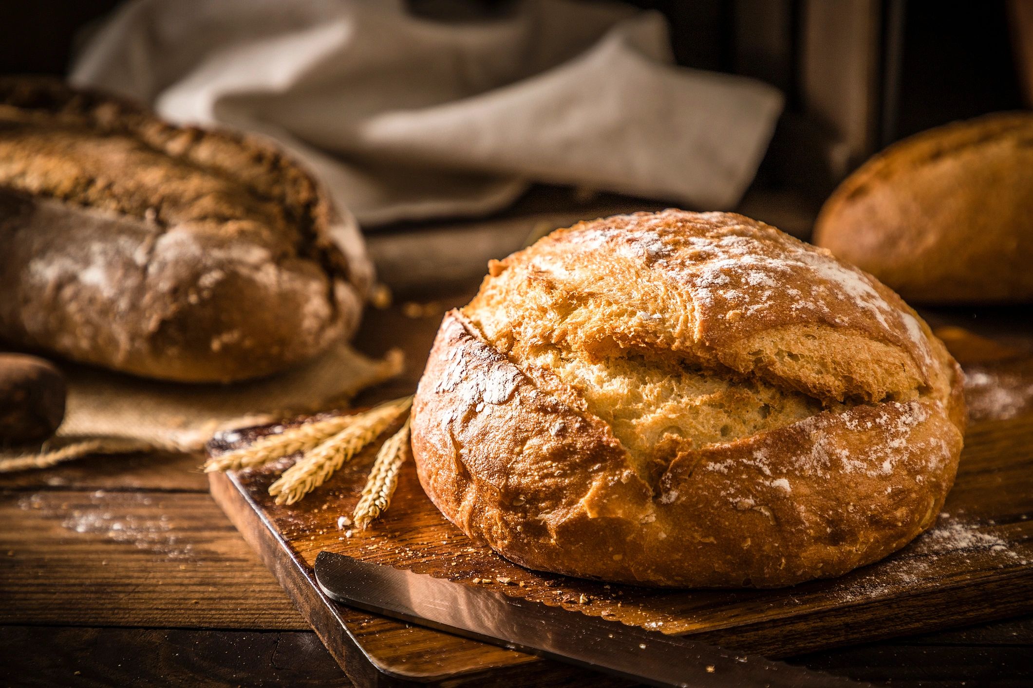 Rustic artisan bread loaf on a wooden table