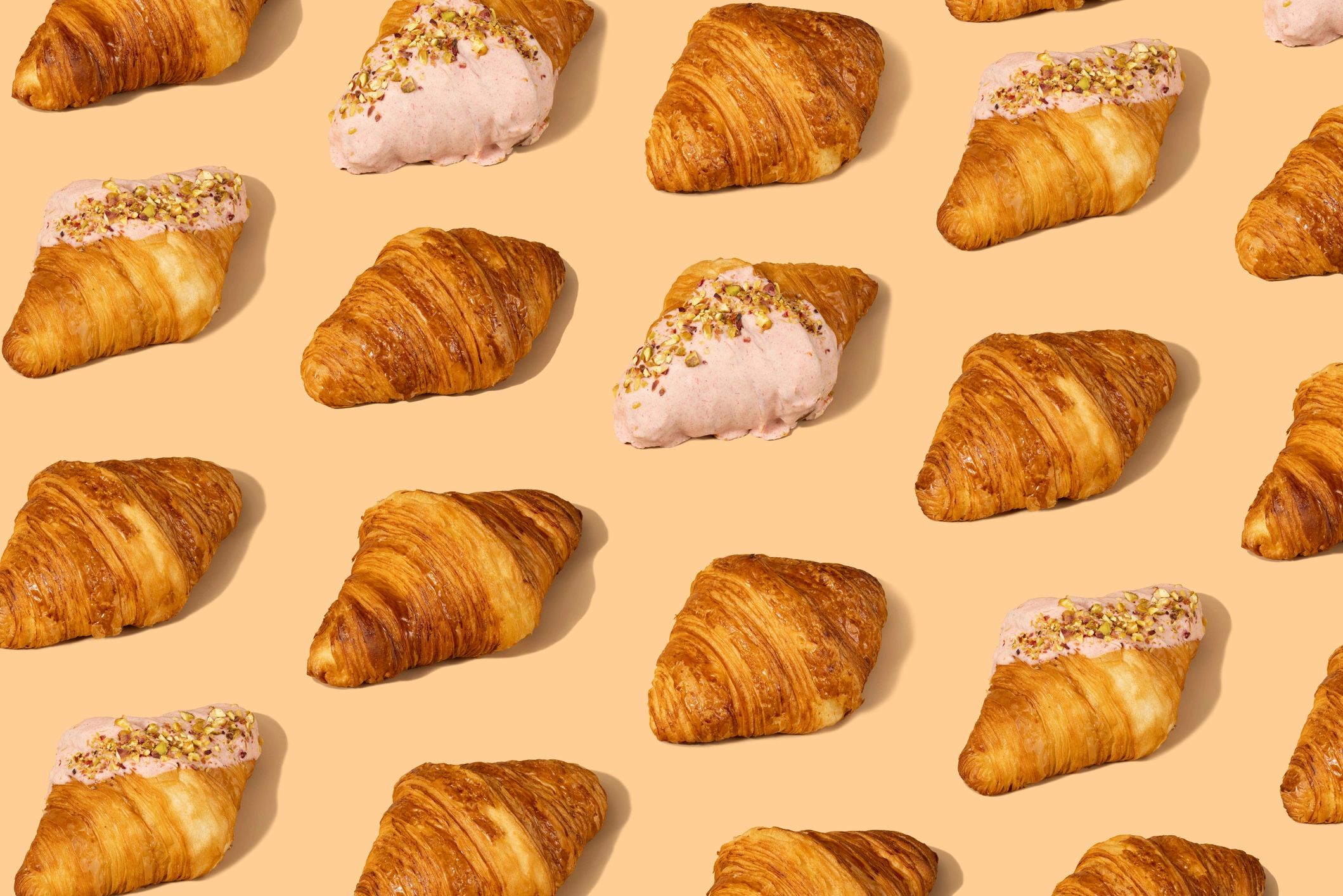 Fresh butter croissants with flaky layers